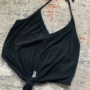 Black cropped halter tank